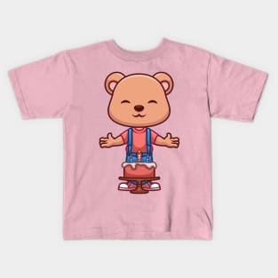 Birthday Bear Cute Cartoon Kids T-Shirt